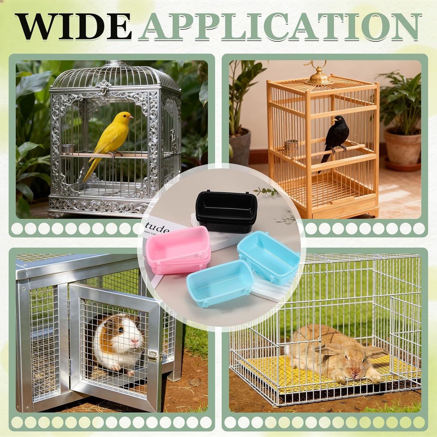 Cage Cups, 4.7x2.8x1.4 Inch Parakeet Feeder Bird Cage Accessories Hanging Food Water Dispenser, (Pink, 3 Pcs), Intended for Pet/Pigeon/Parrot/Chicken