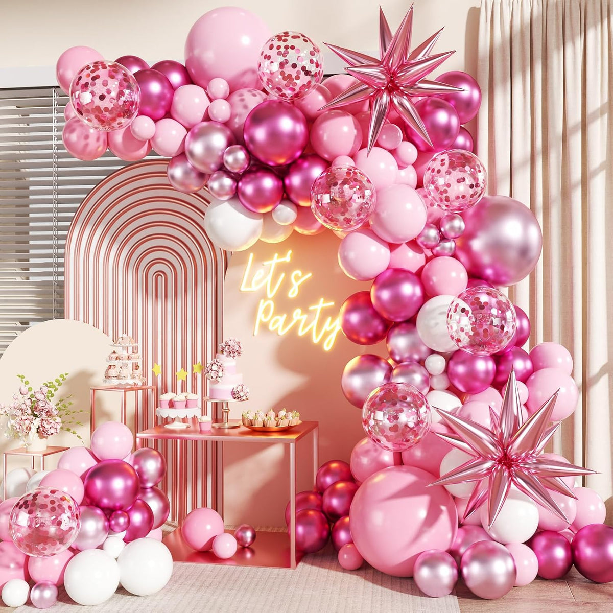 Pink Balloon Garland Arch Kit for Birthday Decorations