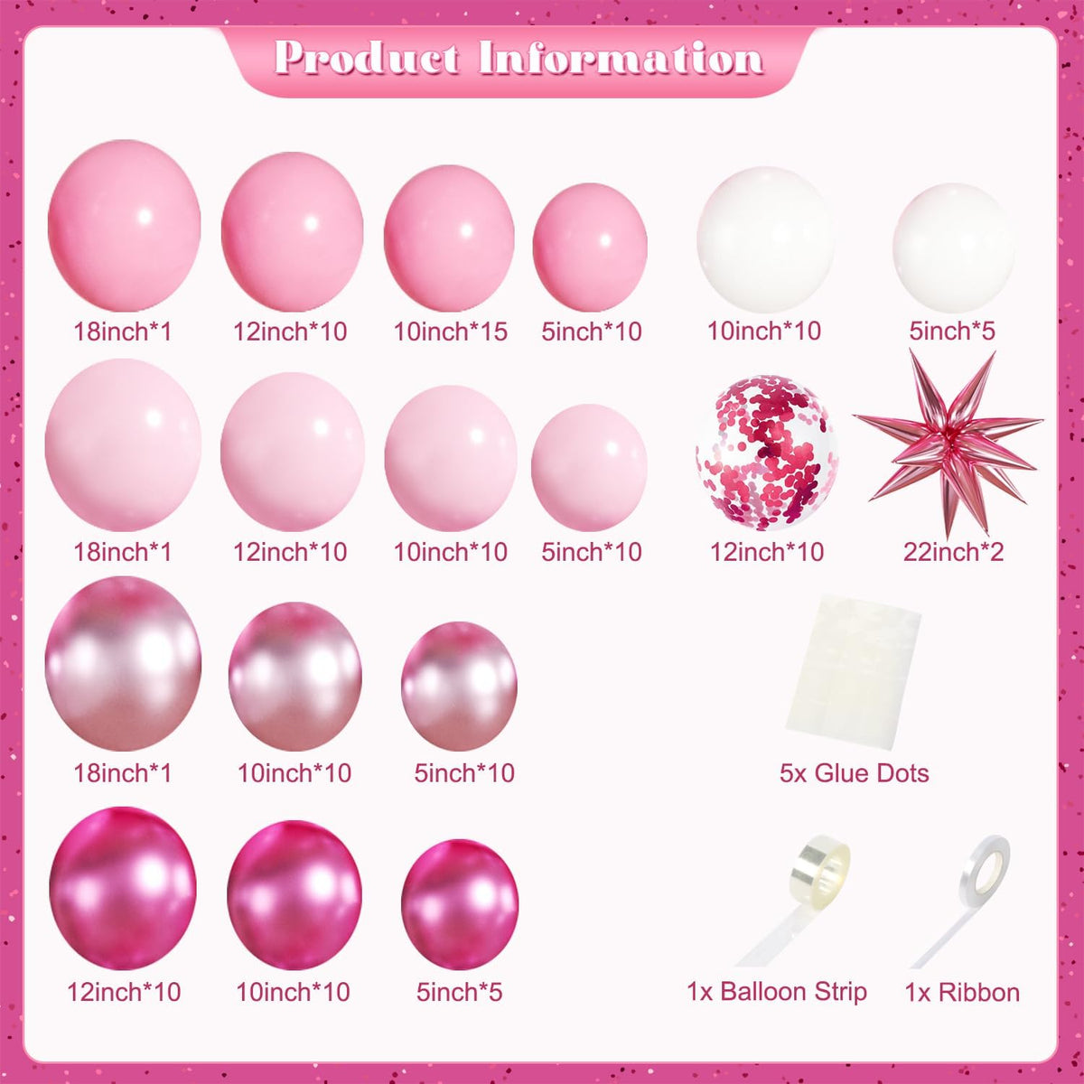 Pink Balloon Garland Arch Kit for Birthday Decorations