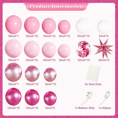 Pink Balloon Garland Arch Kit for Birthday Decorations