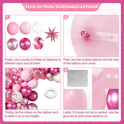 Pink Balloon Garland Arch Kit for Birthday Decorations