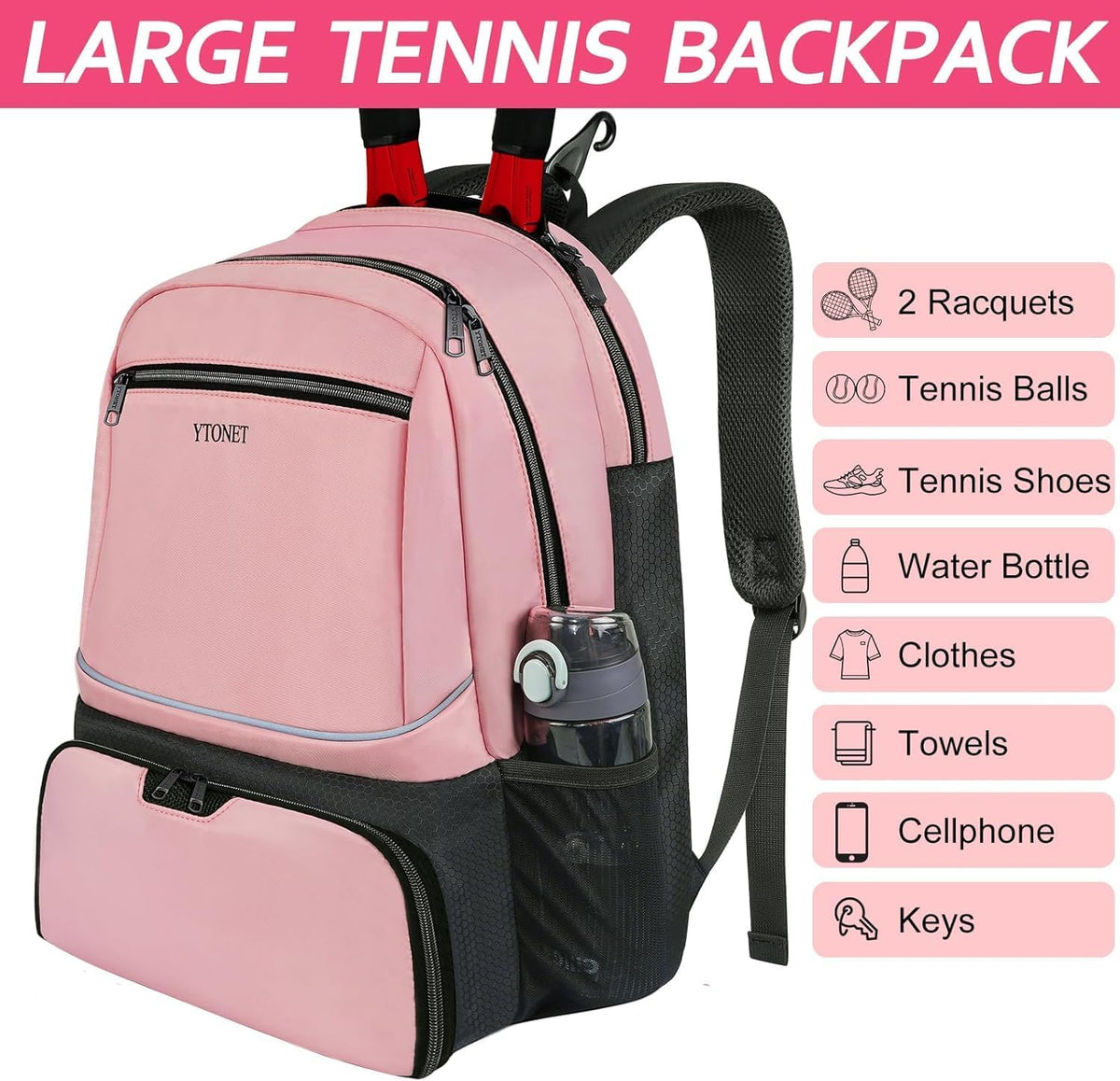 Tennis Bag Tennis Backpack for Women Men 2 Rackets