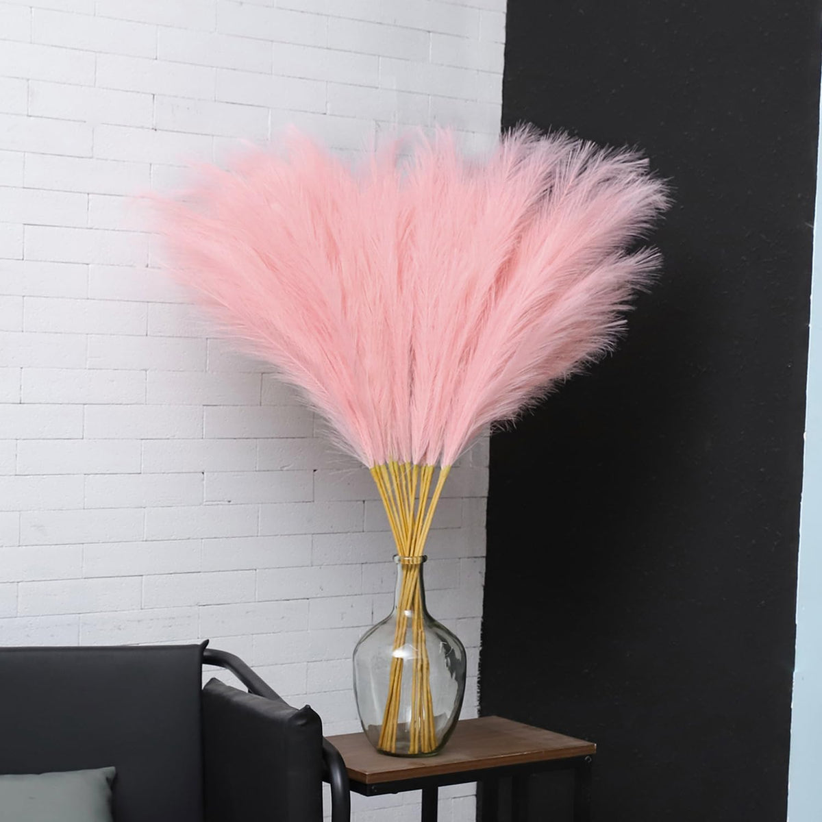 43" Faux Pampas Grass Decor 8 Pcs Tall Pink Pampas Grass for Floor Vase
