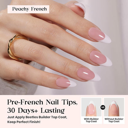 Beetles Press On Nails Kit - Pink Medium Almond French Tip Nails 210Pcs