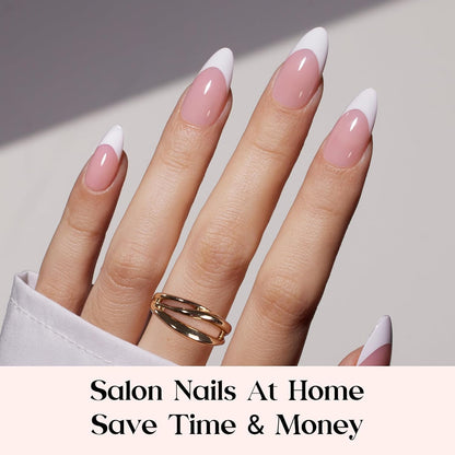 Beetles Press On Nails Kit - Pink Medium Almond French Tip Nails 210Pcs