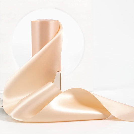 4 inch Wide Double-Faced Satin Ribbon Peach Solid Color | Thick Fabric Satin Ribbon for Chair Sash Bows Wedding Decor Large Bow Flower Bouquet Sewing Crafts -10 Yards/Roll