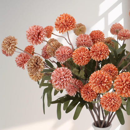 Geegoods Fall Artificial Mum Flowers, 12 Stems, Orange Brown Pink