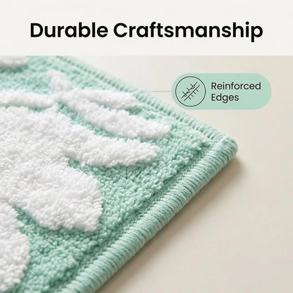 Sage Green Bathroom Rug Non-Slip Floral Boho Bath Mats Soft Plush Machine Washable for Room Decor Sink Tub Toilet(Green, 31" x 20")