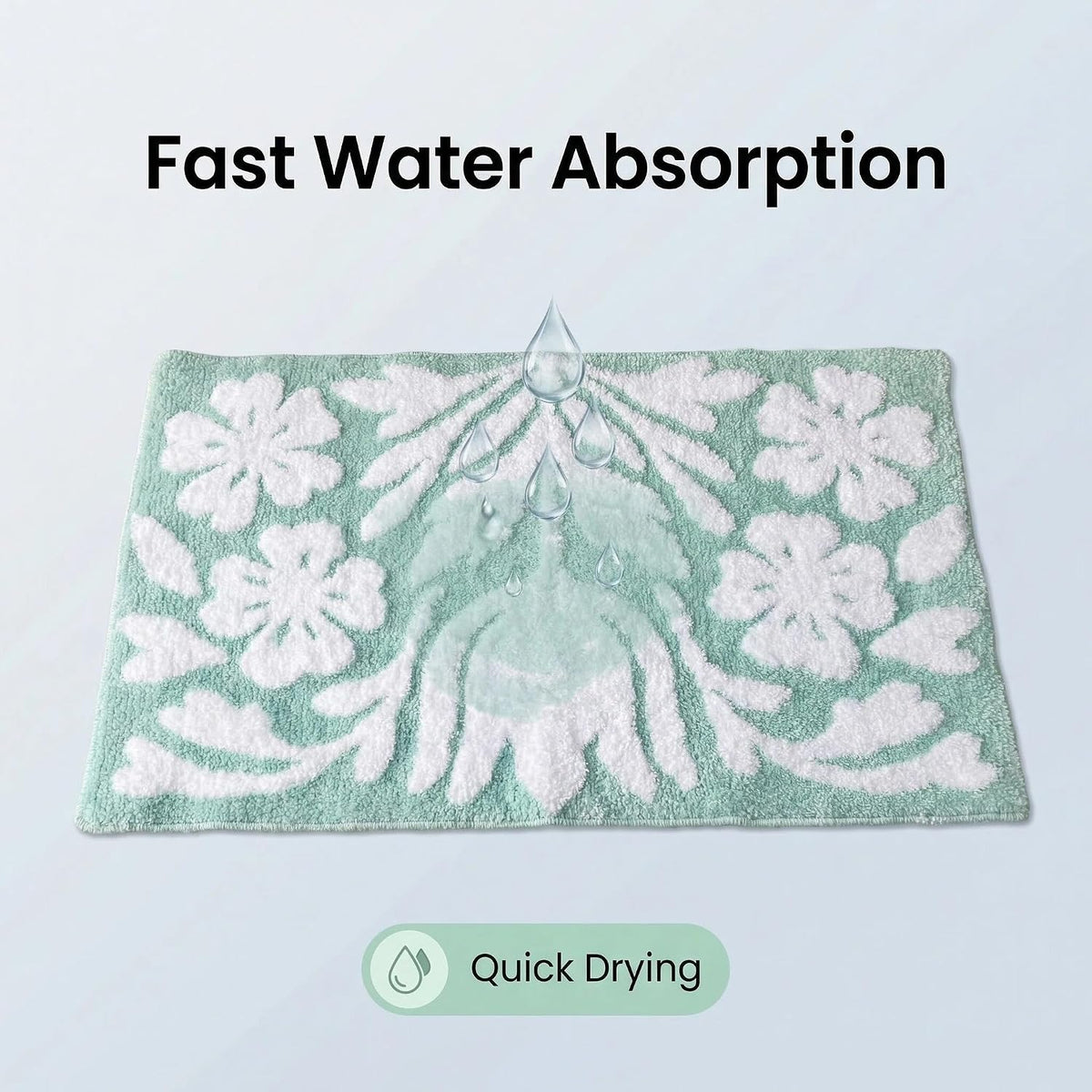 Sage Green Bathroom Rug Non-Slip Floral Boho Bath Mats Soft Plush Machine Washable for Room Decor Sink Tub Toilet(Green, 31" x 20")