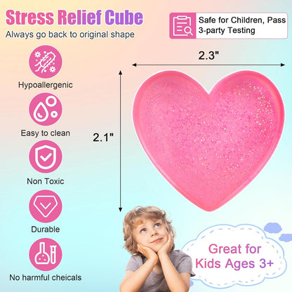 2-Pack Stress Squish Cube Set, Quiet Fidget Toy for Anxiety Relief