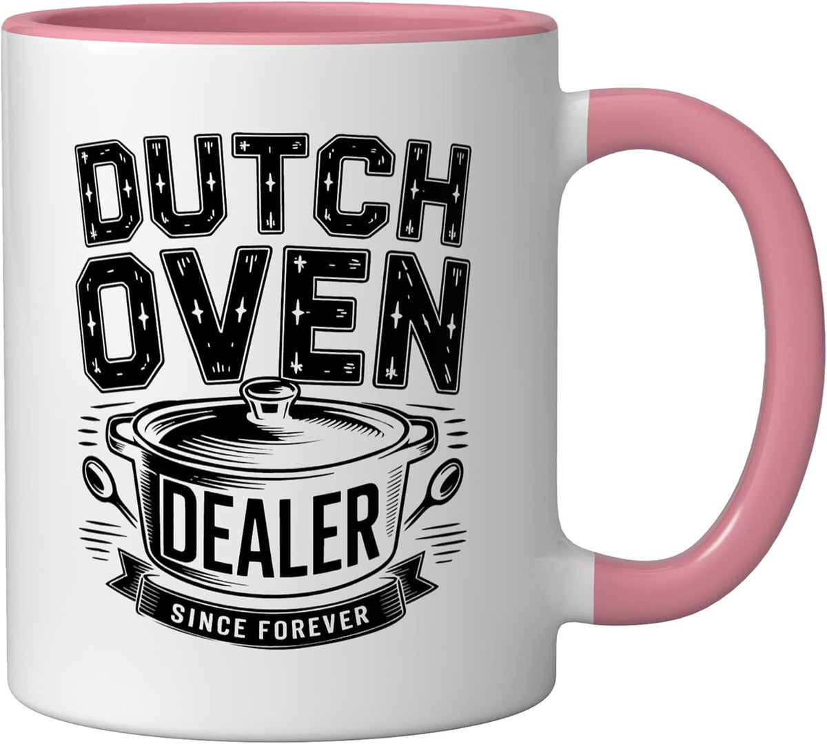 Dutch Oven Suitcase Dealer Funny Graphic Bread Art Baker Ceramic Mug, Pink/White