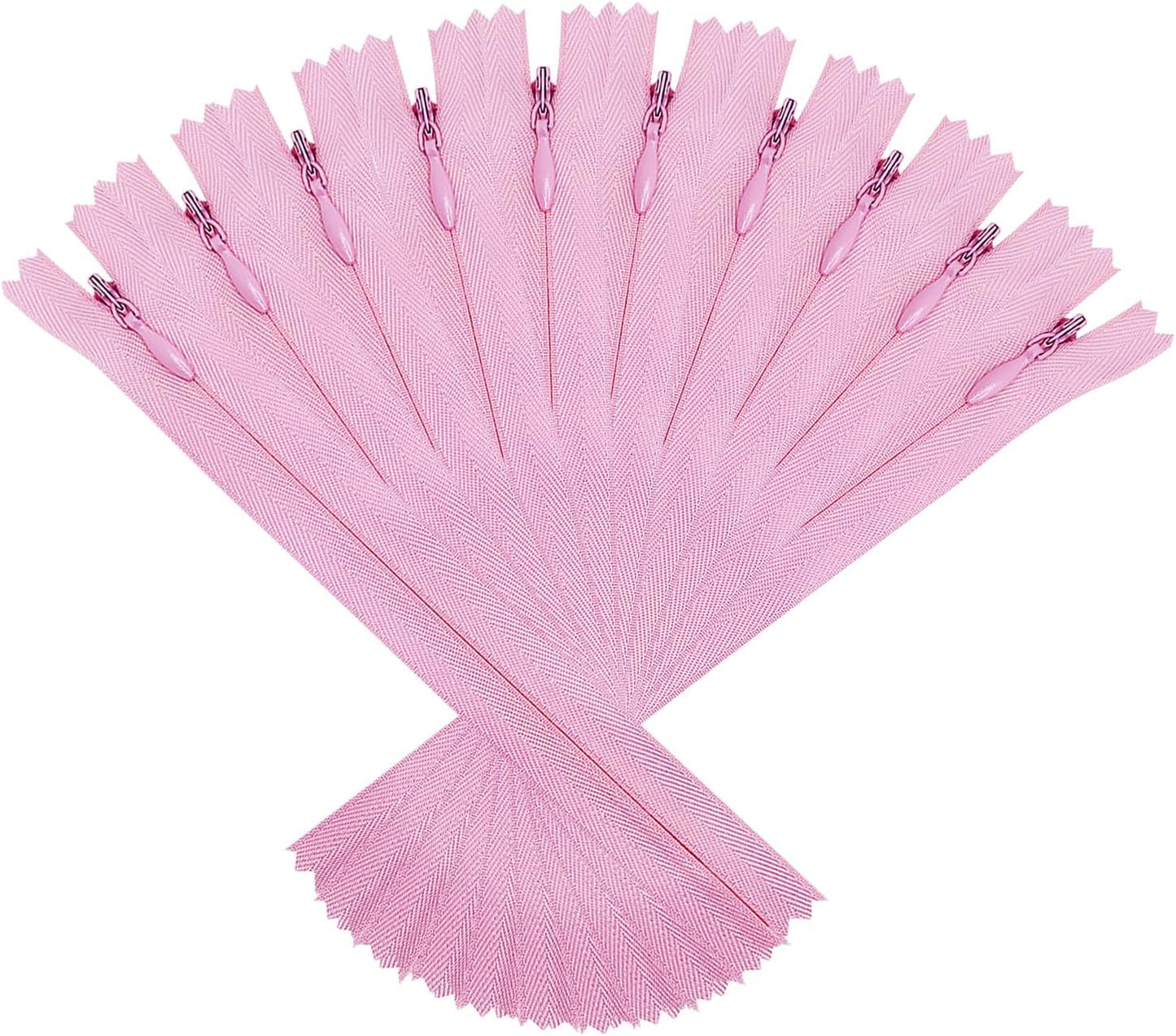10PCS #3 8 Inch Pink Invisible Zippers for Sewing Skirts, Nylon Coil Bulk Zippers for Pocket, Pillow(Pink 8" 10PCS)