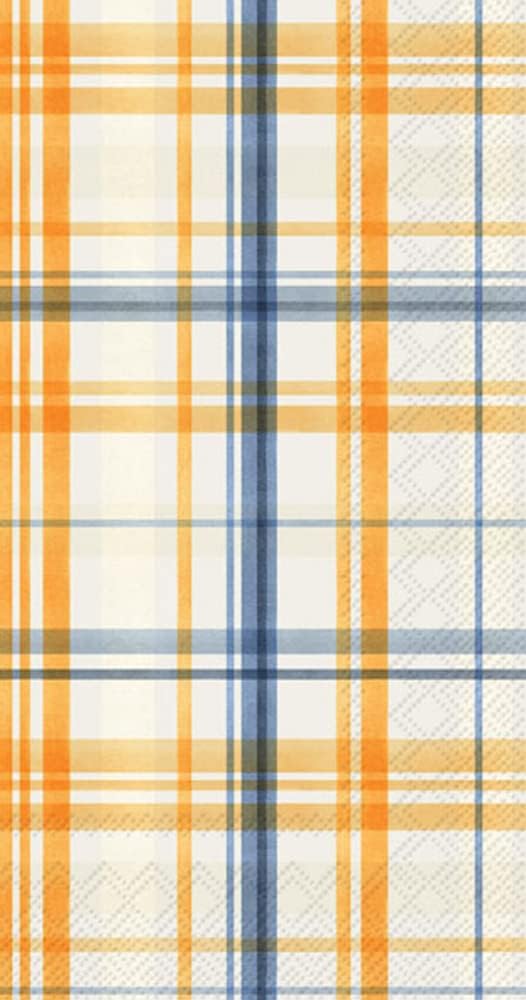 IHR Ideal Home Range Dinner Napkins Disposable 3-Ply Paper Guest Towels Buffet Napkins, 8.5" x 4.5", Pumpkin Plaid, 16 Count