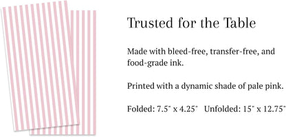 3ply Light Pink Striped Paper Napkins with (Transfer-Free Ink), 45ct | Pink Striped Dinner Napkins, Disposable Hand Towels for Bathroom, Girl Baby Shower Decor & Parties, Pastel Pale Blush & White