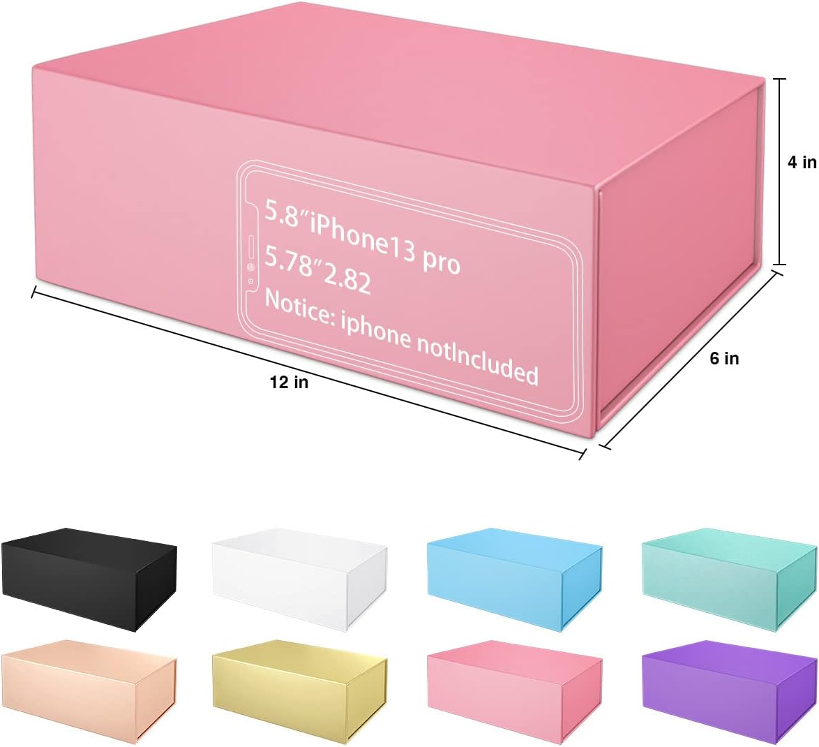 Pink Gift Boxes 12" x 6" x 4", Magnetic Closure Lid Gift Boxe for Presents