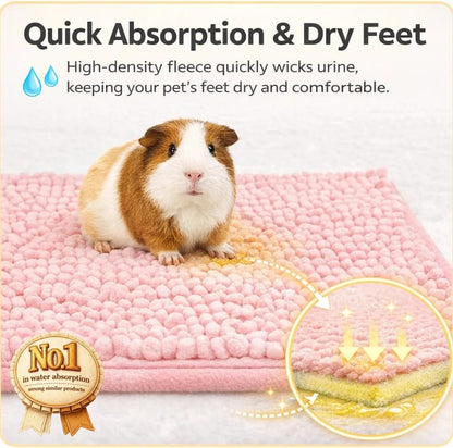 6 PCS Guinea Pig Fleece Cage Liners – Soft, Absorbent & Washable Multi-Piece Set with Laundry Bag, Durable, Portable, Easy-Clean Bedding for Small Pets, Rabbits, Hamsters (Pink)
