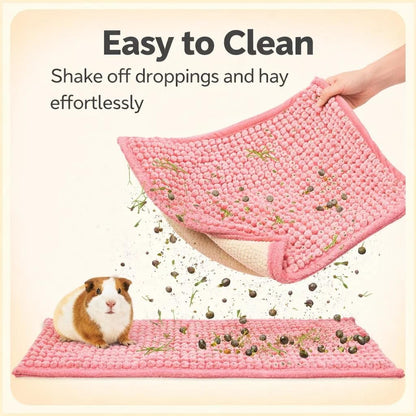 6 PCS Guinea Pig Fleece Cage Liners – Soft, Absorbent & Washable Multi-Piece Set with Laundry Bag, Durable, Portable, Easy-Clean Bedding for Small Pets, Rabbits, Hamsters (Pink)