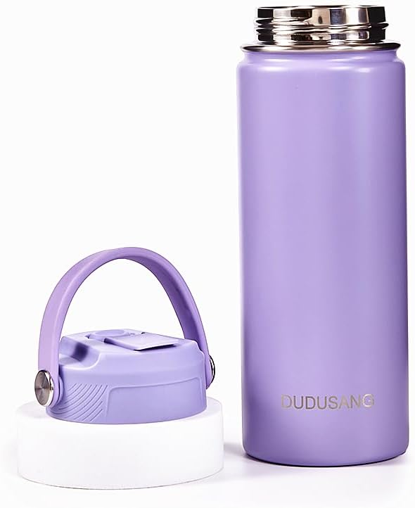 2Pack 18oz Kids Insulated Water Bottle - Bulk Stainless Steel Water Bottles for School Boys/Girls Flip Top Leak Spill Proof Vacuum Metal Cups BPA Free Thermos(Light Pink, 18 Ounces)