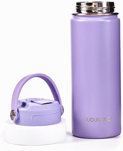2Pack 18oz Kids Insulated Water Bottle - Bulk Stainless Steel Water Bottles for School Boys/Girls Flip Top Leak Spill Proof Vacuum Metal Cups BPA Free Thermos(Light Pink, 18 Ounces)