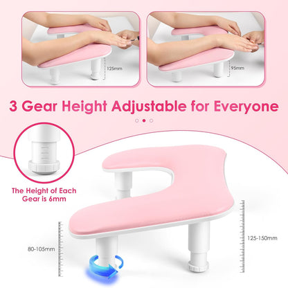 LIONVISON Arm Rest for Nails Tech: U-shaped Adjustable Nail Armrest