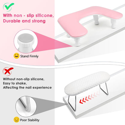 LIONVISON Arm Rest for Nails Tech: U-shaped Adjustable Nail Armrest