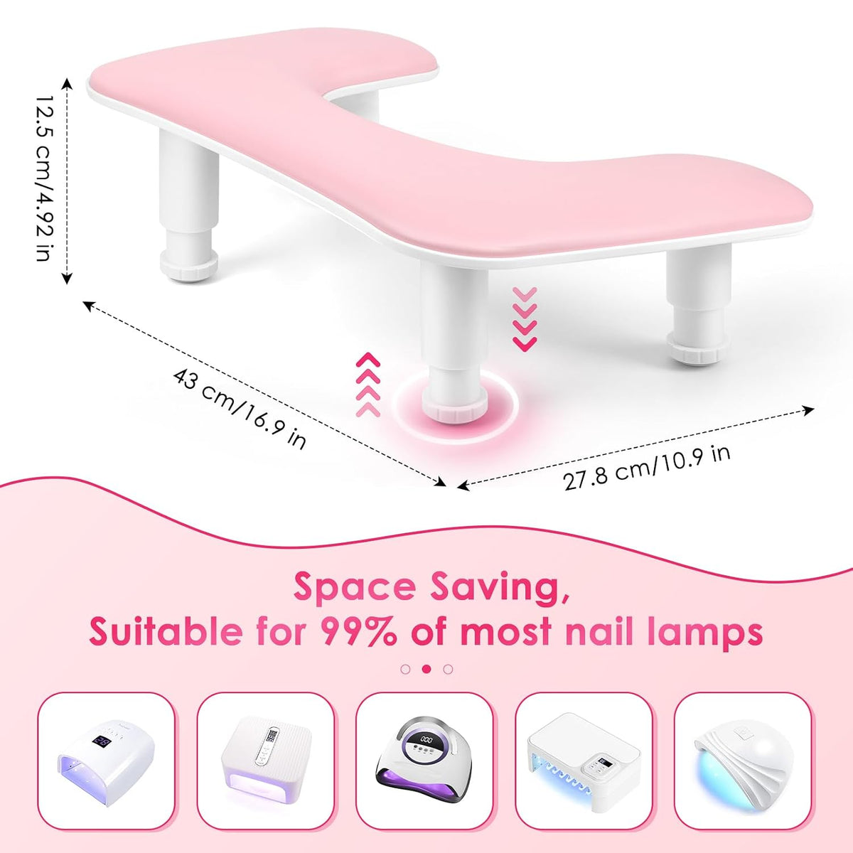 LIONVISON Arm Rest for Nails Tech: U-shaped Adjustable Nail Armrest