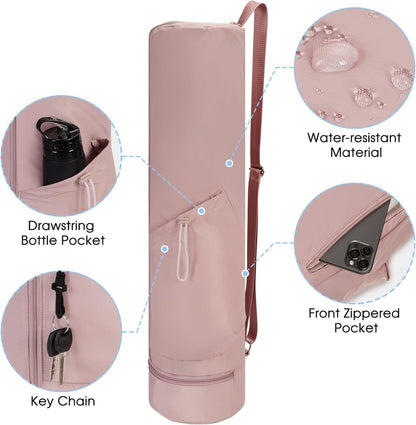 Yoga Mat Bag, Full Zip Cargo Yoga Mat Carrier Bag with Drawstring Water Bottle Pocket and Bottom Wet Pocket, Exercise Yoga Mat Carrier Holder Multi-Functional Storage Bag Patent Pending