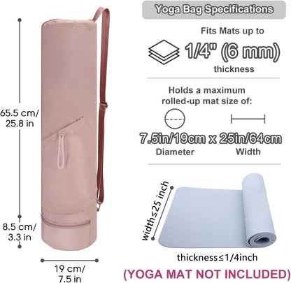 Yoga Mat Bag, Full Zip Cargo Yoga Mat Carrier Bag with Drawstring Water Bottle Pocket and Bottom Wet Pocket, Exercise Yoga Mat Carrier Holder Multi-Functional Storage Bag Patent Pending