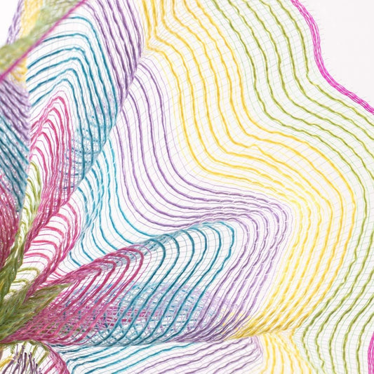 Craig Bachman 10.25" x 10 Yards Faux Jute Wide Stripe Deco Mesh, Pink Green Yellow Lavender Turquoise Multi-Color Mesh for Wreaths, Spring Easter Summer Decor, RY8316D8