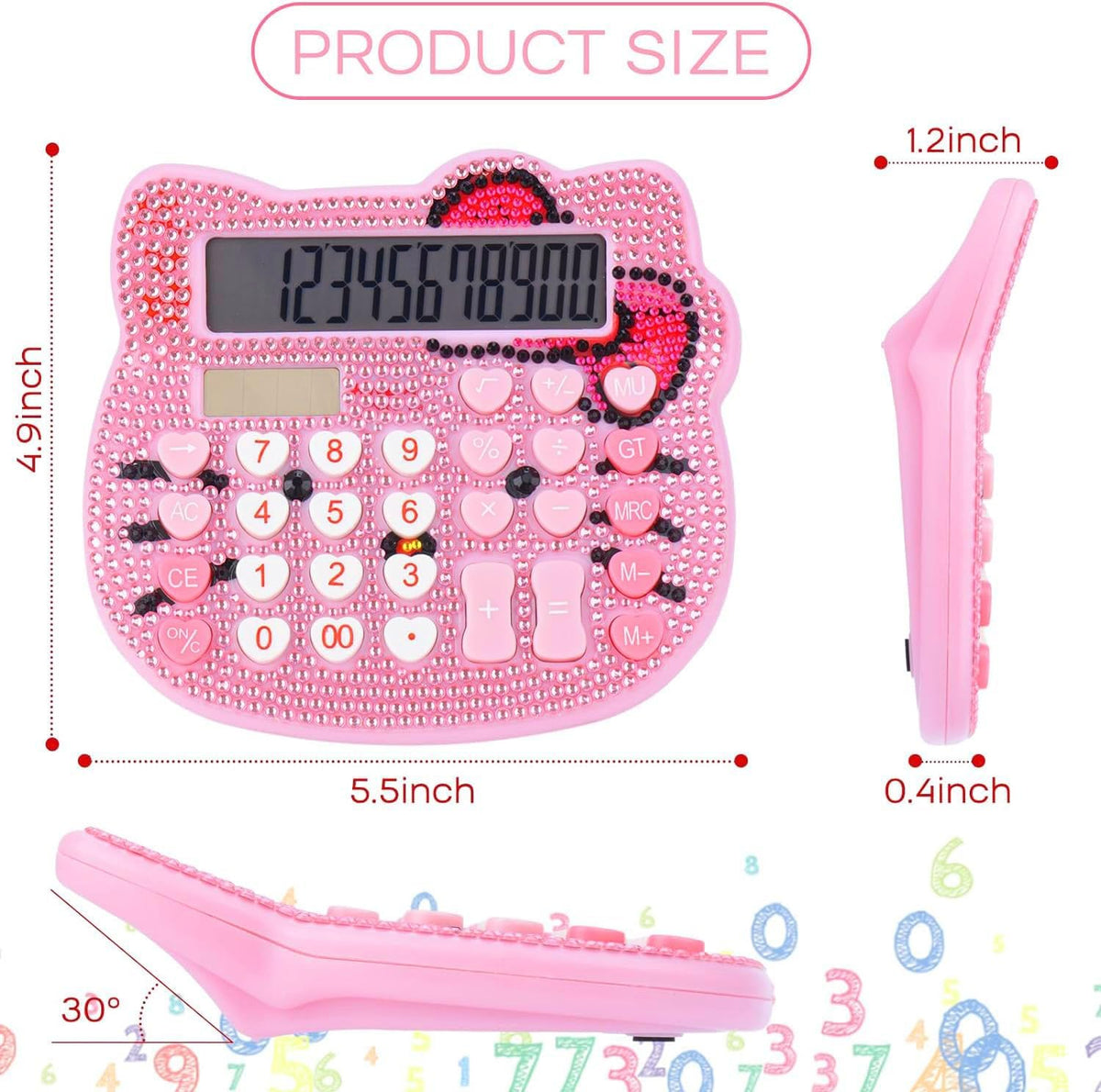 Women Calculators,Desktop Calculator 12 Digit with Large LCD Display and Sensitive Button, Solar and Battery Dual Power, Standard Function for Office, Home, School (Pink+Pink)