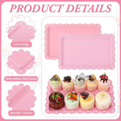 6 Pcs Pink Serving Trays Plastic Food Platters