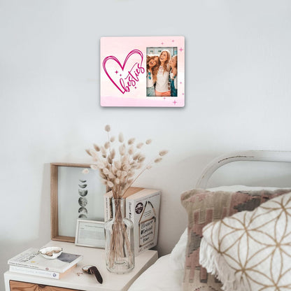 Besties 4x6 Picture Frame–Pink BFF Friendship Photo Frame-Tabletop Stand or Wall Hanging (Hooks & Rope)-Gifts for Birthday, Christmas, Graduation, Galentine’s Day, Mother's Day, etc.(007)