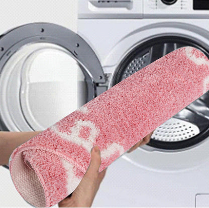 Pink Heart Bow Bathroom Mat Coquette Non Slip Heart Shaped Bow Rug Cute Girly Carpet Room Decor Microfiber Absorbent Bath Rug for Bathroom Bathtub Shower Bedroom (Pink)