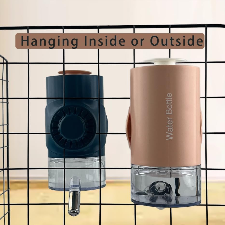 No Drip Top Fill 17oz/ 500ml Water Bottle Hanging Cage Leakproof Water Dispenser, Crate Auto Water Feeder Feeding for Cats, Dogs, Bunnies, Chinchilla Small Animals (Pink)