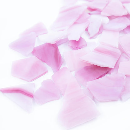 Irregular Stained Glass Scraps, Mosaic Glass Pieces,Broken Glass Pieces,Mosaic Crafts Supplies,Mosaic Tiles for Crafts,Photo Frames,Wall,Vase Filler,Aquarium Decor,1-3cm,0.9LB (Mixed Pink)