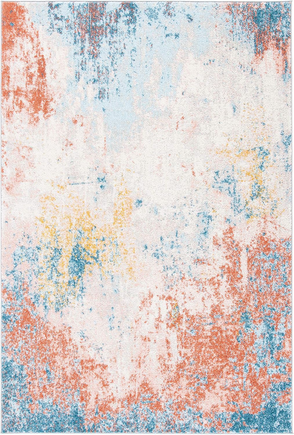 Area Rug 4x6 - Tulum Collection - Ivory & Pink, Modern Abstract Design, Non-Shedding & Easy to Clean, Ideal for Living Room, Bedroom, Dining Space (TUL207A)