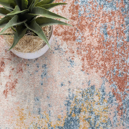 Area Rug 4x6 - Tulum Collection - Ivory & Pink, Modern Abstract Design, Non-Shedding & Easy to Clean, Ideal for Living Room, Bedroom, Dining Space (TUL207A)