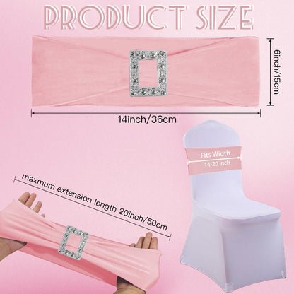 100 Pack Spandex Stretch Chair Sashes Bows Elastic Chair Cover Bands Ties with Buckle Slider for Wedding Party Banquet Restaurant Baby Shower Christmas Decorations (Dusty Pink)
