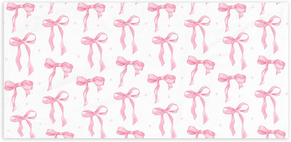 Coquette Preppy Pink Bow Beach Towel - Aesthetic Girly Preppy Ribbon Pool Towels Microfiber Absorb Water Travel Towels 60x30 Inches for Bathroom Kitchen Gym Yoga, Gifts for Girls Lady