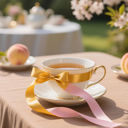 Double Faced Satin Ribbon, 1-1/2 Inch 30 Yards, Gold & Peach Two-Tone Ribbon for Gift Wrapping, Flower Bouquet, Bow, Hair, Wedding, DIY Crafts, Holiday Party Decorations