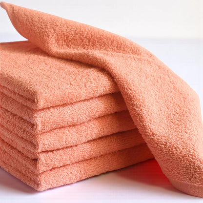 Peach 100% Cotton Wash Cloths for Showering Body and Face - 12"X12" 6 Pack Washcloths - Small Terry Towel Bath Rags for Adults and Kids Bathroom - Soft Absorbent