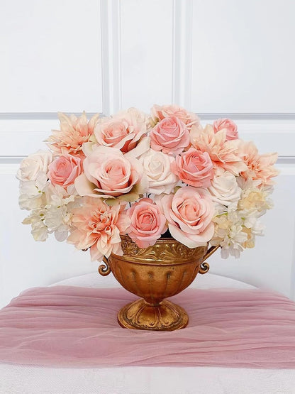 Roses Artificial Flowers Peach Pink Bouquet Fake Flower Box Set