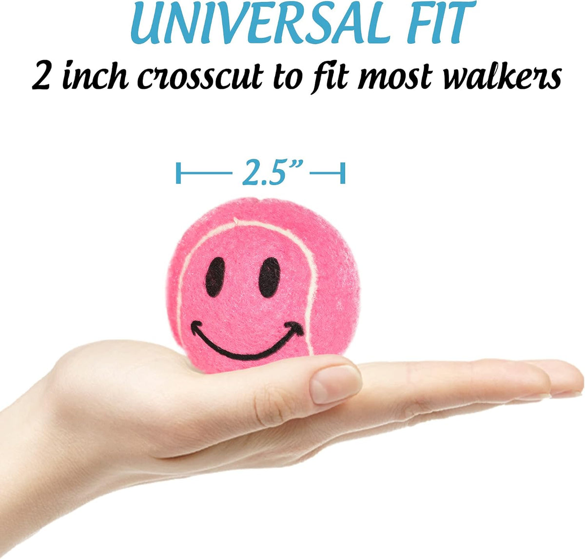 Smileyballs Pre-Cut Walker Tennis Ball Glides - 1 Pair (Pink)