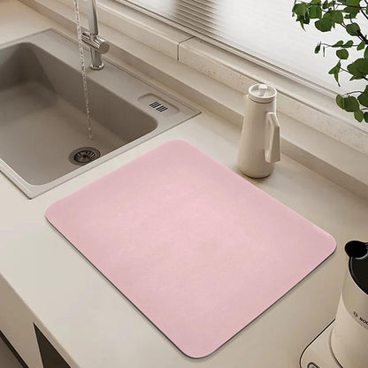 Light Pink Dish Drying Mat for Kitchen Counter Absorbent Coffee Bar Mat for Countertops Easy to Clean Kitchen Drying Mats for Dishes Rack Sinks Utensils Pots, 23.6"x19.7"