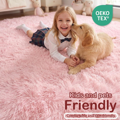 Light Pink Rugs for Bedroom 4x6 Ft Cute Girls Room Pink Office Decor Rugs