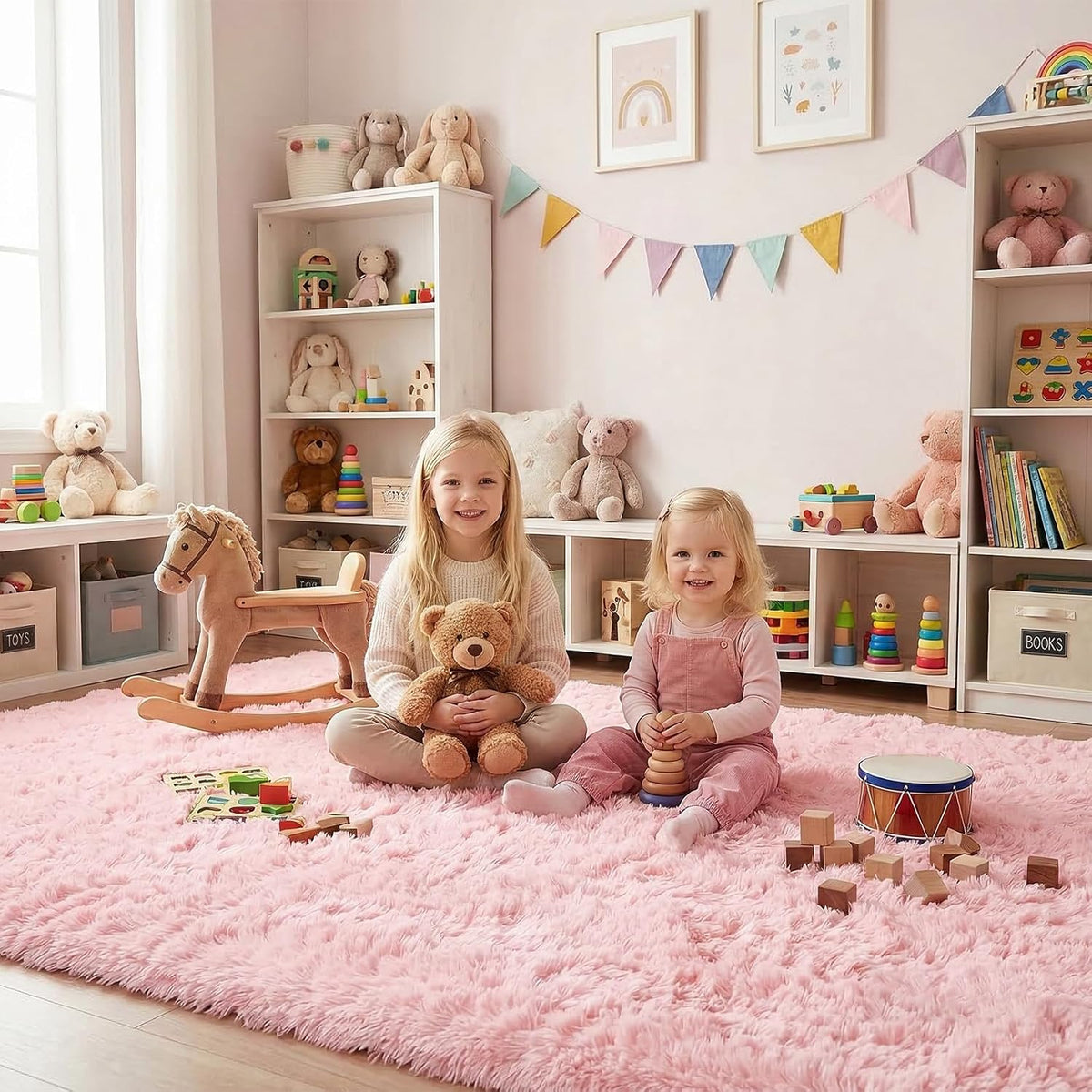Light Pink Rugs for Bedroom 4x6 Ft Cute Girls Room Pink Office Decor Rugs