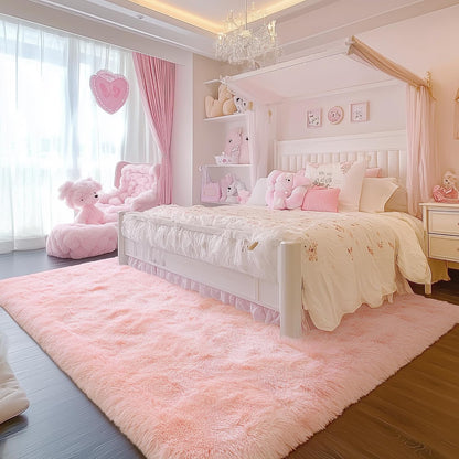 Light Pink Rugs for Bedroom 4x6 Ft Cute Girls Room Pink Office Decor Rugs