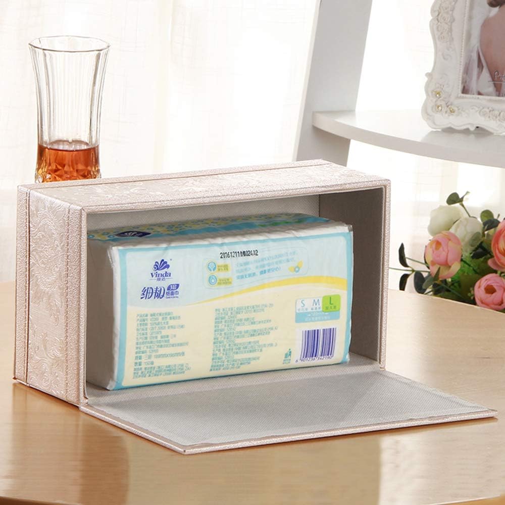 Tissue Box Cover,PU Leather Tissue Holder,Magnetic Bottom Plate,Napkin Carton Holder,Pumping Box,Suitable for Home and Office(Pink)