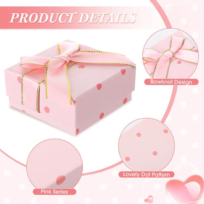 60 Pcs Pink Bow Jewelry Gift Boxes for Ring, 2.76 x 2.76 x 1.34