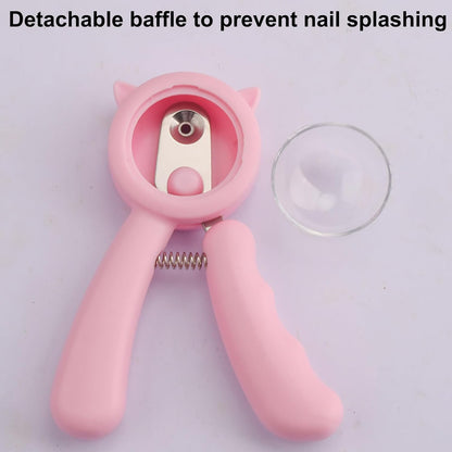 Anti-Splash Pet Nail Clippers and Trimmer Set Professional Stainless Steel Dog & Cat Nail Clippers with Safety Guard, Nail File, and Non-Slip Handle for Safe, Painless Grooming at Home, Pink
